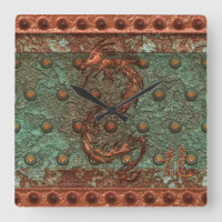 Dragon Asiatique Rusty metal Fantasy Art Clock