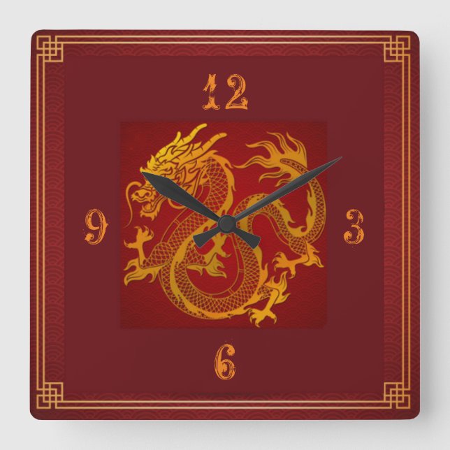Horloge Carrée Dragon d'or (Recto)