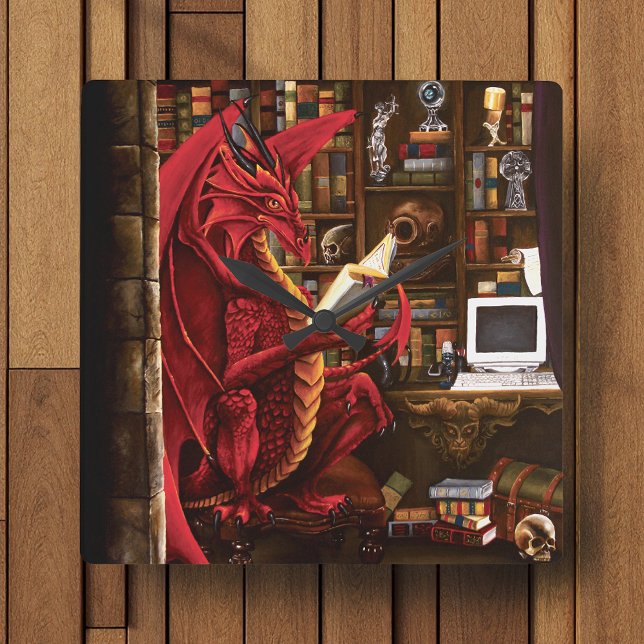Horloge Carrée Dragon Podcast Library (Créateur téléchargé)