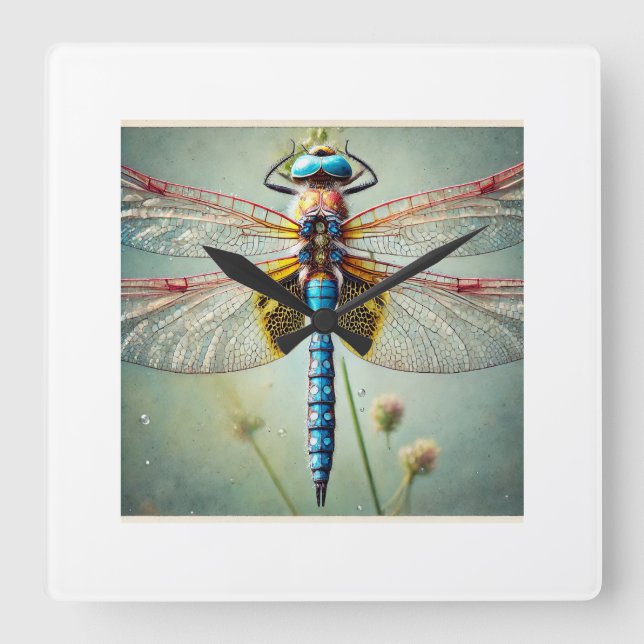 Horloge Carrée Dragonfly 260924IREF213 - Watercolor (Recto)