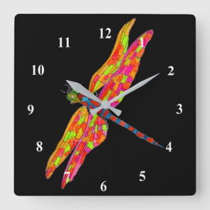 Horloge Carrée Dragonfly art