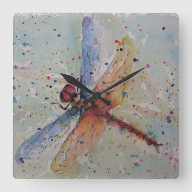 HORLOGE CARRÉE DRAGONFLY DU COLORFUL (Recto)