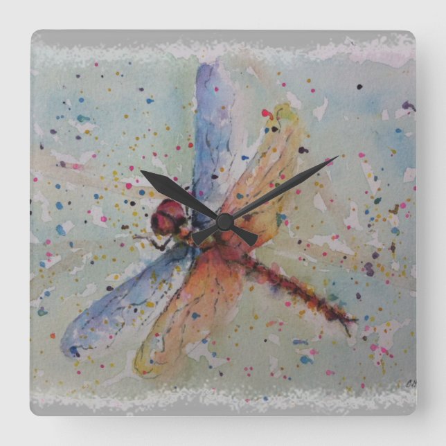 HORLOGE CARRÉE DRAGONFLY DU COLORFUL (Recto)