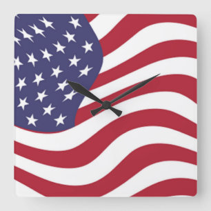 HORLOGE CARRÉE DRAPEAU AMÉRICAIN