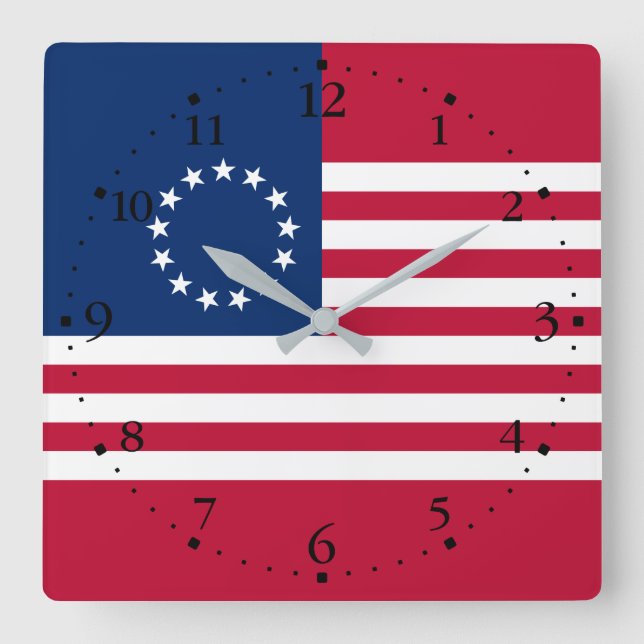 Horloge Carrée Drapeau américain Betsy Ross (Recto)