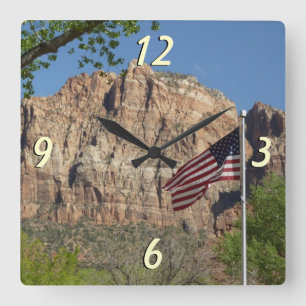 Horloge Carrée Drapeau américain dans le parc national de Zion I