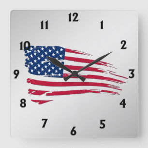 Horloge Carrée Drapeau américain tatoué