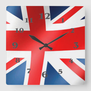 Horloge Carrée Drapeau anglais pour Carré-Mur-Horloge