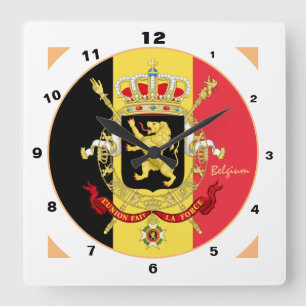Horloge Carrée Drapeau belge, Emblem & mode tendance Belgique