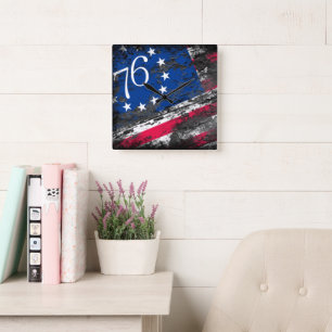 Horloge Carrée Drapeau Betsy Ross 1776 4 juillet patriotique