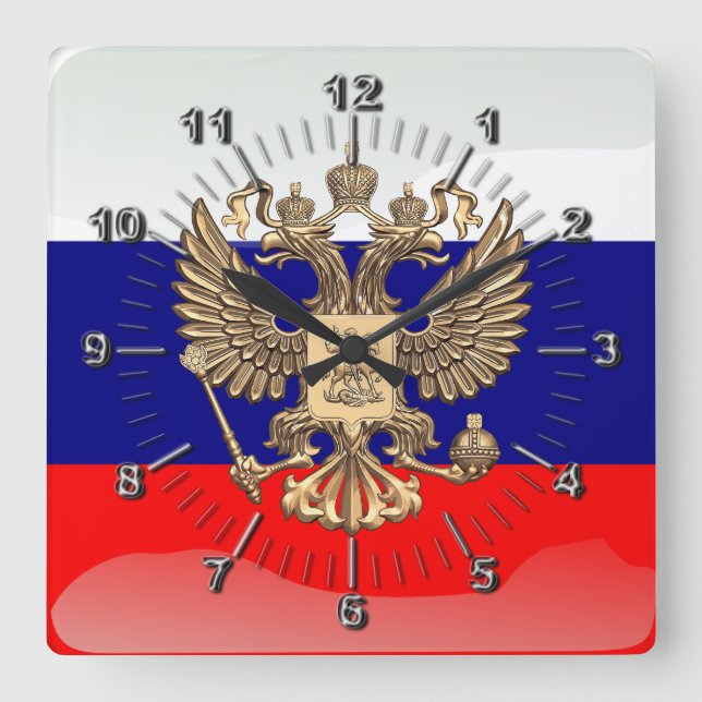 Horloge Carrée Drapeau brillant russe (Recto)