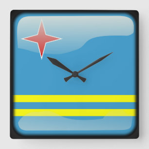 Horloge Carrée Drapeau d'Aruba