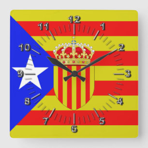 Horloge Carrée Drapeau de Catalogne