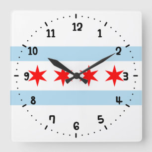 Horloge Carrée Drapeau de Chicago, Illinois
