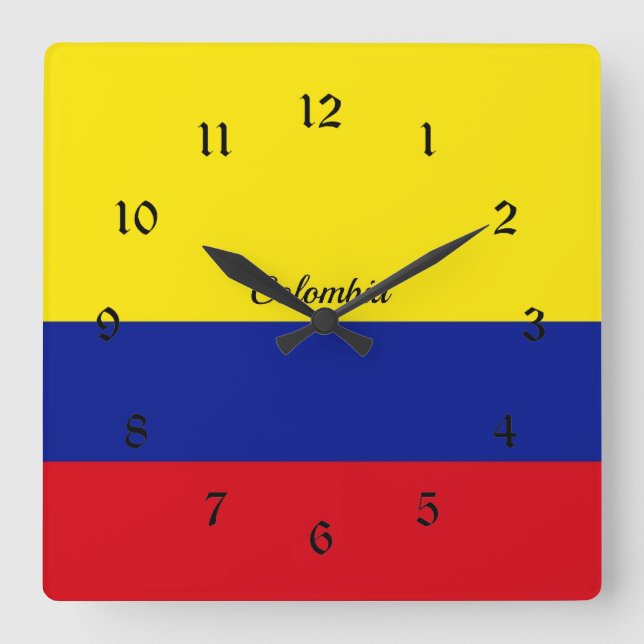 Horloge Carrée Drapeau de la Colombie (Recto)
