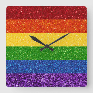 Horloge Carrée Drapeau de la Fierté arc-en-ciel LGBT Parties scin