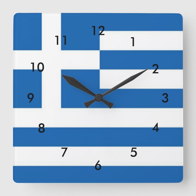 Horloge Carrée Drapeau de la Grèce (Recto)