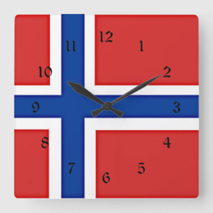 Horloge Carrée Drapeau de la Norvège