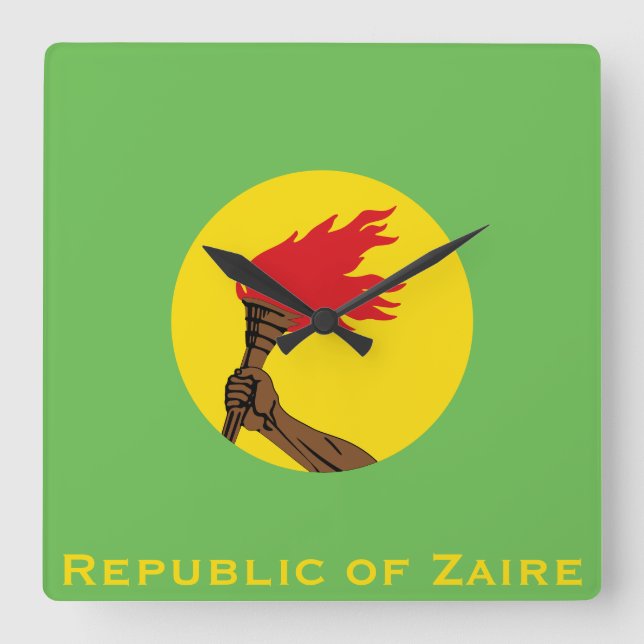 Horloge Carrée Drapeau de la République du Zaïre (Recto)