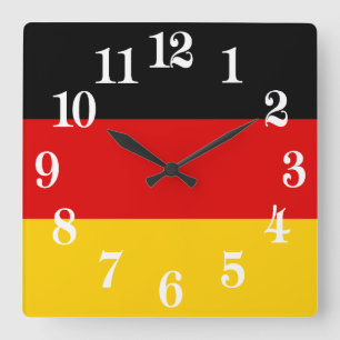Horloge Carrée Drapeau de l'Allemagne ou du Deutschland