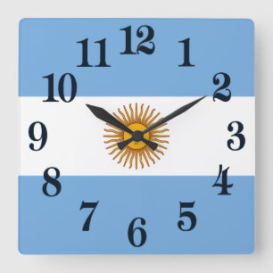 Horloge Carrée Drapeau de l'Argentine Bandera De Argentine