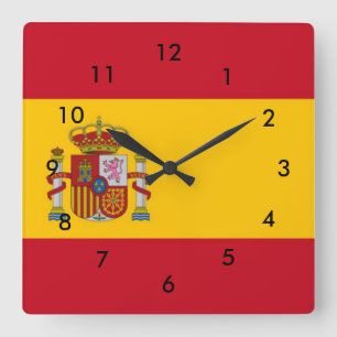 Horloge Carrée Drapeau de l'Espagne