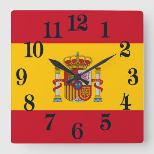 Horloge Carrée Drapeau de l'Espagne - le Bandera de Espana