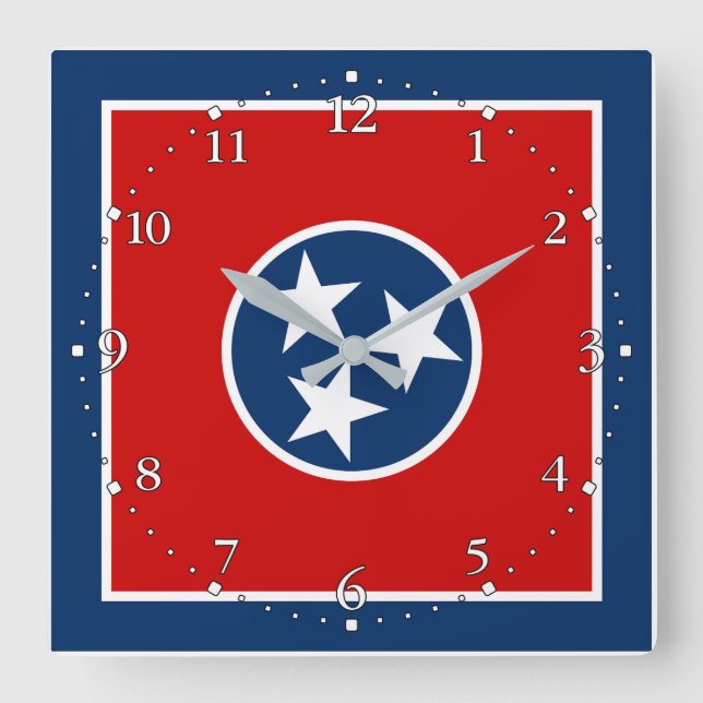 Horloge Carrée Drapeau de l'État du Tennessee (Recto)