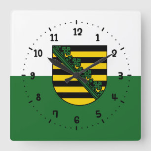 Horloge Carrée Drapeau de l'horloge murale Carré de Saxe