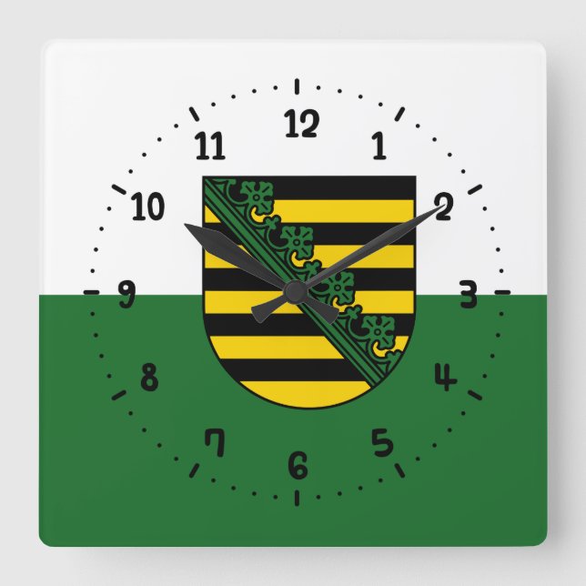 Horloge Carrée Drapeau de l'horloge murale Carré de Saxe (Recto)