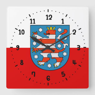 Horloge Carrée Drapeau de l'horloge murale Carré de Thuringe