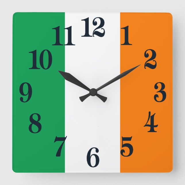 Horloge Carrée Drapeau de l'Irlande Shamrock (Recto)