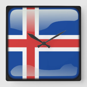 Horloge Carrée Drapeau de l'Islande