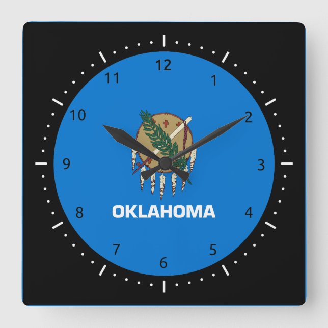 Horloge Carrée Drapeau de l'Oklahoma, drapeau de l'État américain (Recto)