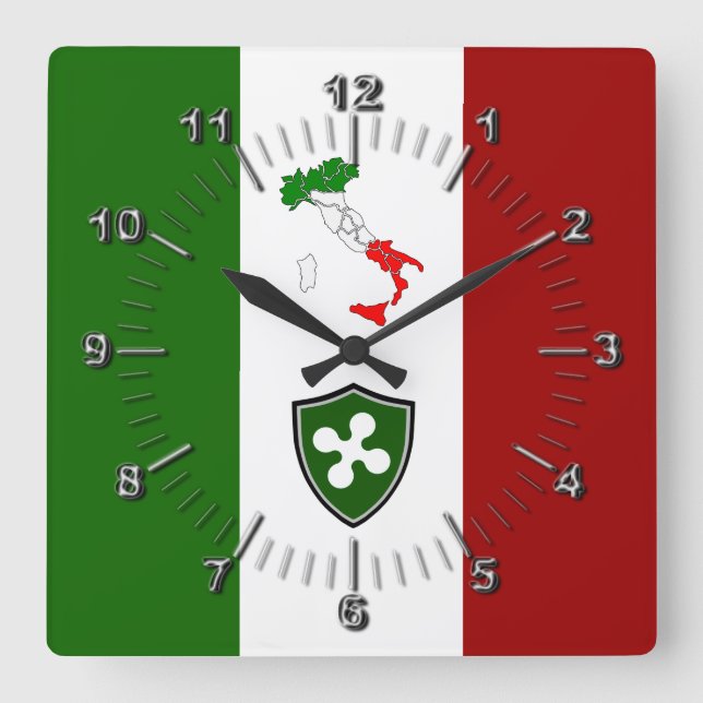 Horloge Carrée Drapeau de Lombardie (Italie) (Recto)