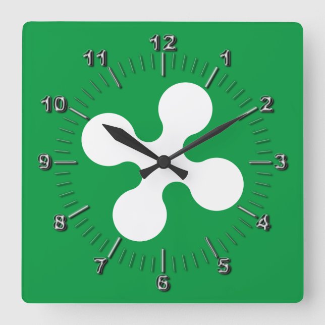 Horloge Carrée Drapeau de Lombardie (Italie) (Recto)