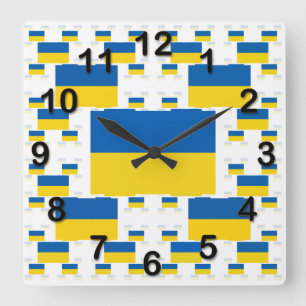 Horloge Carrée Drapeau de l'Ukraine dans les couches colorées