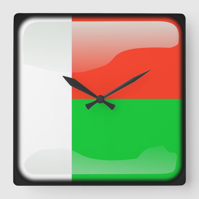 Horloge Carrée Drapeau de Madagascar (Recto)
