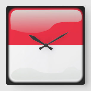 Horloge Carrée Drapeau de Monaco