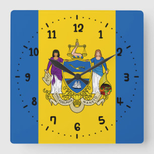 Horloge Carrée Drapeau de Philadelphie, Pennsylvanie Carré Wall C