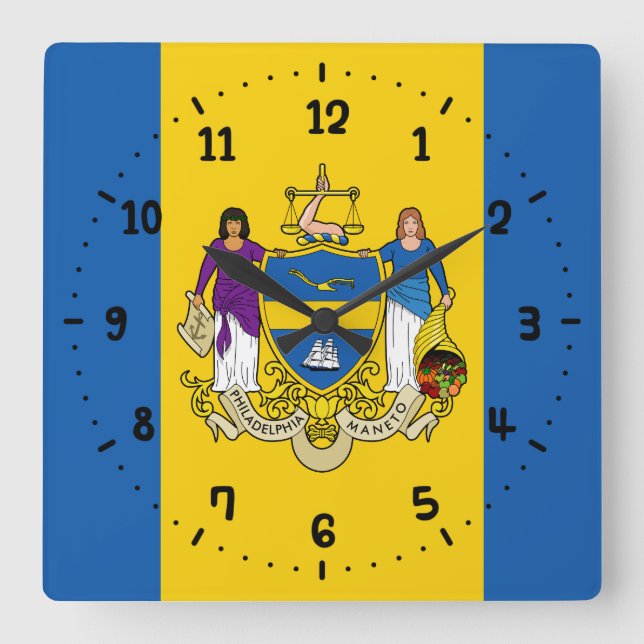 Horloge Carrée Drapeau de Philadelphie, Pennsylvanie Carré Wall C (Recto)