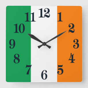 Horloge Carrée Drapeau de shamrock de l'Irlande