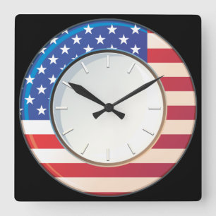 Horloge Carrée Drapeau des États-Unis