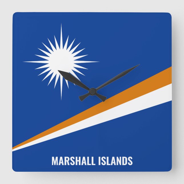 Horloge Carrée Drapeau des Îles Marshall éblouissant patriotique (Recto)