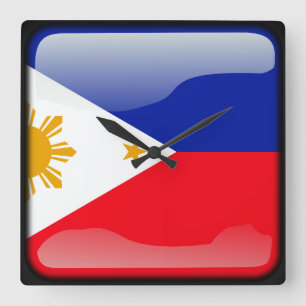 Horloge Carrée Drapeau des Philippines