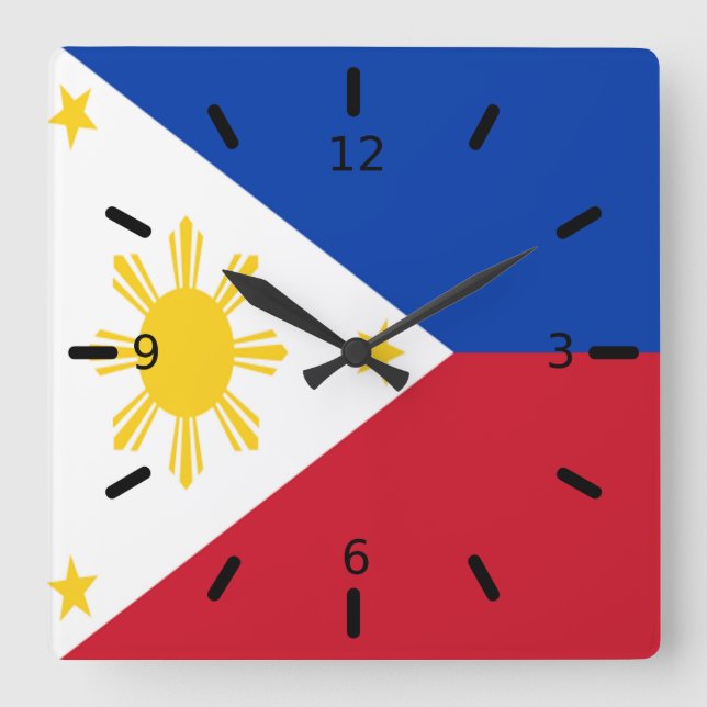 Horloge Carrée drapeau des Philippines   (Recto)
