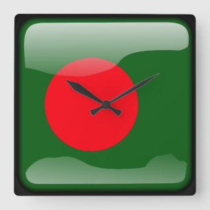 Horloge Carrée Drapeau du Bangladesh