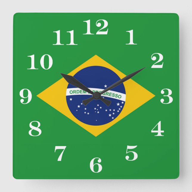Horloge Carrée Drapeau du Brésil Bandeira do Brasil (Recto)