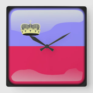 Horloge Carrée Drapeau du Liechtenstein