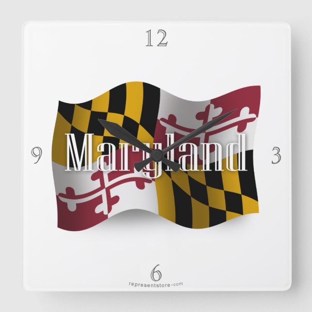 Horloge Carrée Drapeau du Maryland (Recto)